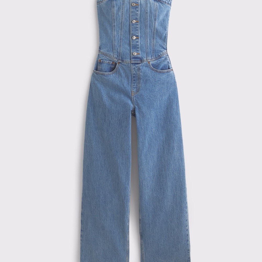 Abercrombie & Fitch Blue Denim Overalls